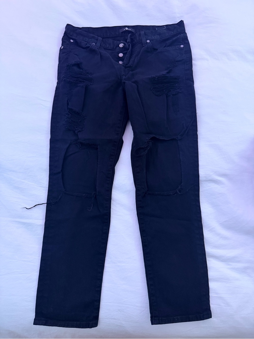 7 For All Mankind Black Distressed Women's Jeans
